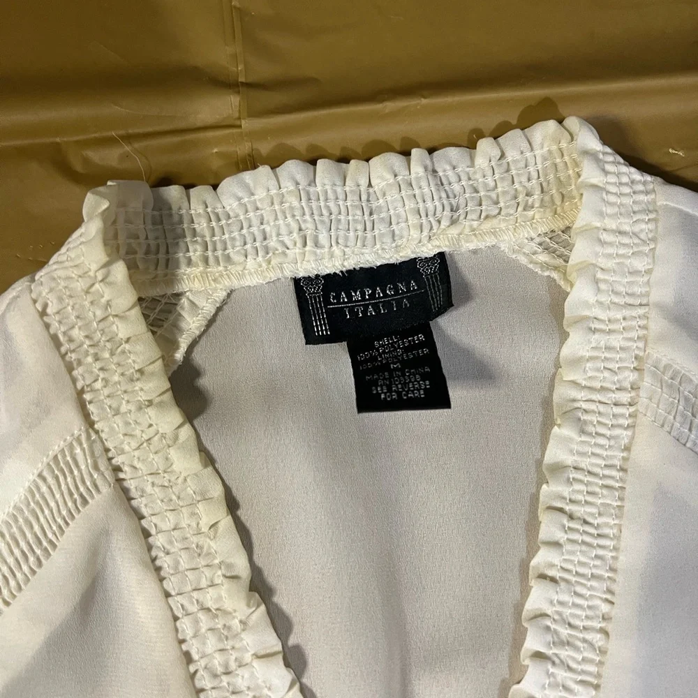 Women's Cream and White Blouse – Size M